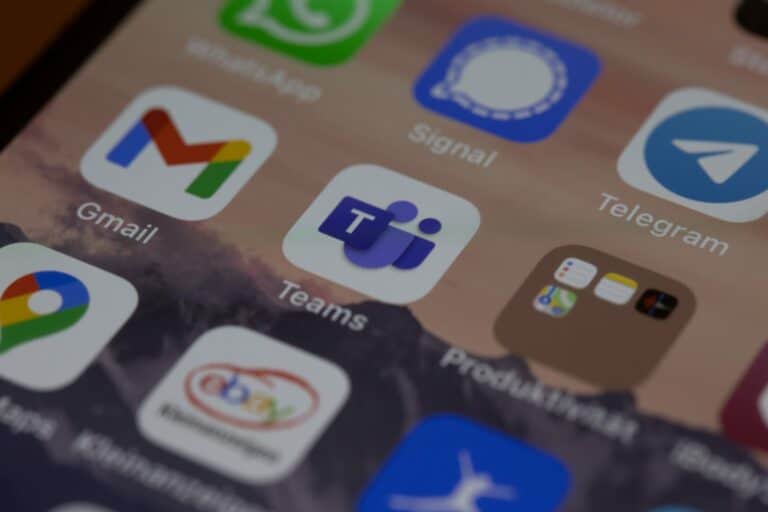 Image of different apps on a phone including teams, gmail, maps and more