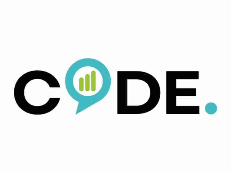 Code software logo in black and blue