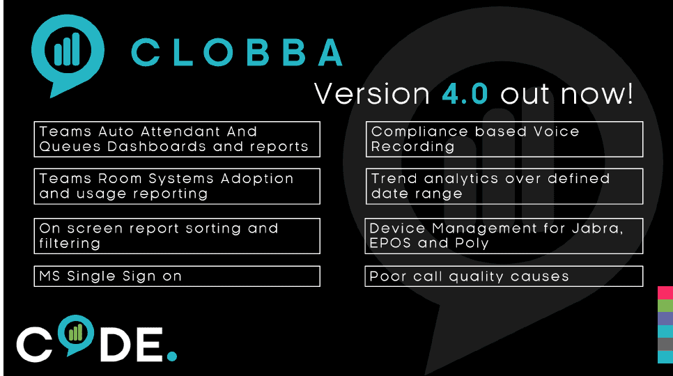 A visual image of Clobba new 4.0 version features with clobba branding