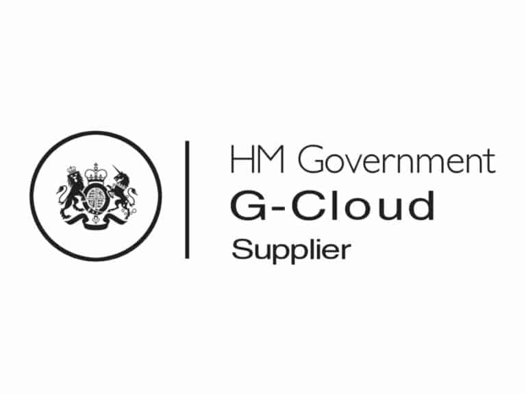 HM Government G-Cloud Supplier logo in back and white
